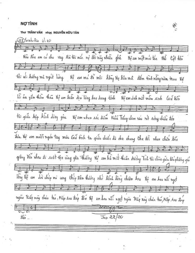 No tinh - music sheet